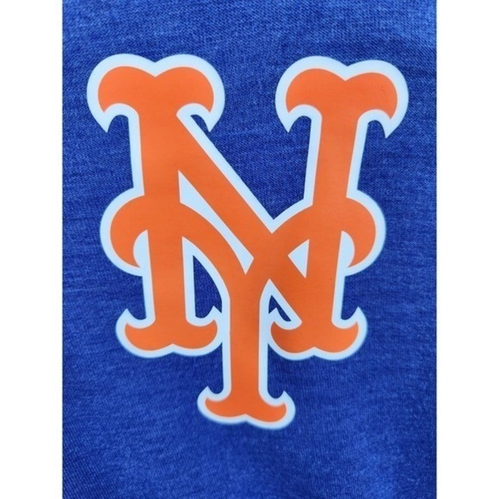 True Fan New York Mets Royal Blue Baseball Hoodie Button Neck Size Medium - Picture 5 of 11